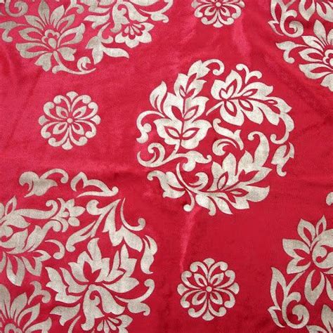 metallic gold floral print on red satiny fabric|Red and Gold Floral Fabric .